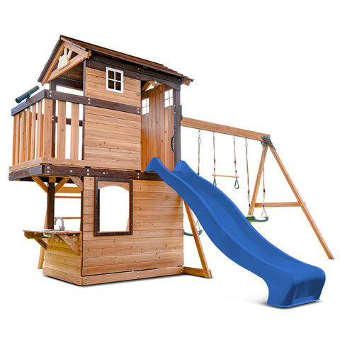 Lifespan Kids Play Centres Darlington Play Centre Swing Set with Blue Slide - Lifespan Kids - OUT OF STOCK eta TBA 9347166086167 LKPC-DARL-BU Darlington Play Centre Swing Set with Blue Slide - Lifespan Kids - OUT OF STOCK eta TBA Happy Active Kids Australia