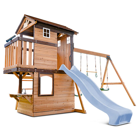 Lifespan Kids Play Centres Darlington Play Centre Swing Set with Pastel Blue Slide - Lifespan Kids 9347166086181 LKPC-DARL-PB Darlington Play Centre Swing Set with Pastel Blue Slide - Lifespan Kids Happy Active Kids Australia