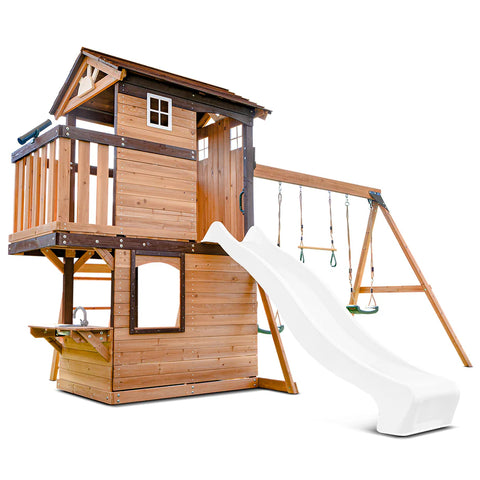 Lifespan Kids Play Centres Darlington Play Centre Swing Set with White Slide - Lifespan Kids 9347166086211 LKPC-DARL-PW Darlington Play Centre Swing Set with White Slide - Lifespan Kids Happy Active Kids Australia