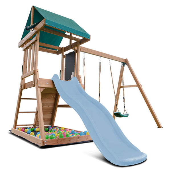 Lifespan Kids Play Centres Greenvale Play Centre with 1.8m Pastel Blue Slide - Lifespan Kids 9347166092748 LKPC-GREEN-PB Greenvale Play Centre with 1.8m Pastel Blue Slide - Lifespan Kids Happy Active Kids Australia