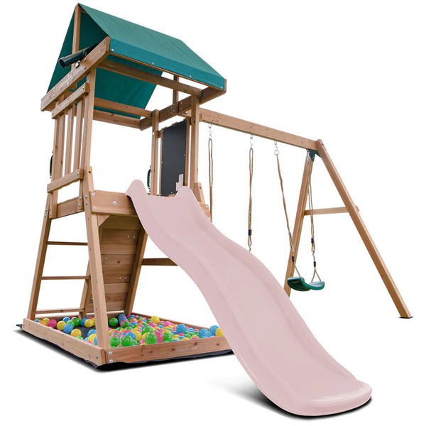 Lifespan Kids Play Centres Greenvale Play Centre with 1.8m Pastel Pink Slide - Lifespan Kids 9347166092762 LKPC-GREEN-PP Greenvale Play Centre with 1.8m Pastel Pink Slide - Lifespan Kids Happy Active Kids Australia