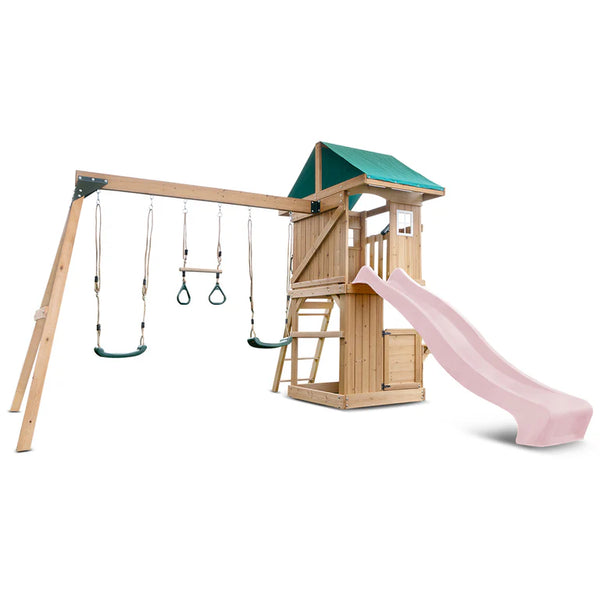 Lifespan Kids Play Centres Montrose Play Centre Set with 2.2m Pastel Pink Slide - Lifespan Kids 9347166086419 LKPC-MONT-PP Montrose Play Centre Set with 2.2m Pastel Pink Slide - Lifespan Kids Happy Active Kids Australia