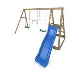 Lifespan Kids Play Centres Winston 4-Station Timber Double Swing Set with Blue Slide - Lifespan Kids 9347166085450 LKPC-WINST-BU Winston 4-Station Timber Double Swing Set with Blue Slide - Lifespan Kids Happy Active Kids Australia