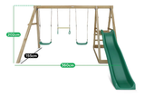 Lifespan Kids Play Centres Winston 4-Station Timber Double Swing Set with Green Slide - Lifespan Kids 9347166058768 LKPC-WINST-GRN Happy Active Kids Australia
