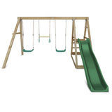 Lifespan Kids Play Centres Winston 4-Station Timber Double Swing Set with Green Slide - Lifespan Kids 9347166085467 LKPC-WINST-GN Winston 4-Station Timber Double Swing Set with Green Slide - Lifespan Kids Happy Active Kids Australia