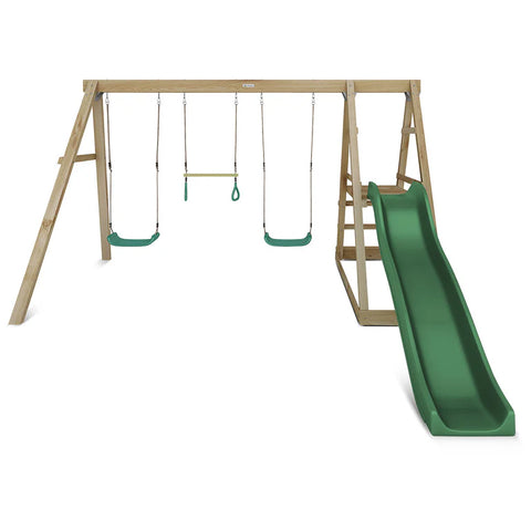 Lifespan Kids Play Centres Winston 4-Station Timber Double Swing Set with Green Slide - Lifespan Kids 9347166085467 LKPC-WINST-GN Winston 4-Station Timber Double Swing Set with Green Slide - Lifespan Kids Happy Active Kids Australia