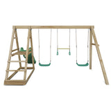 Lifespan Kids Play Centres Winston 4-Station Timber Double Swing Set with Green Slide - Lifespan Kids 9347166085467 LKPC-WINST-GN Winston 4-Station Timber Double Swing Set with Green Slide - Lifespan Kids Happy Active Kids Australia