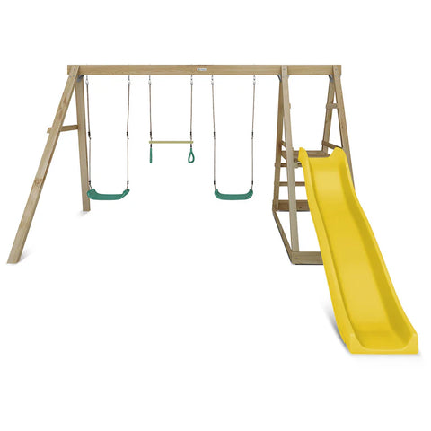 Lifespan Kids Play Centres Winston 4-Station Timber Double Swing Set with Yellow Slide - Lifespan Kids - OUT OF STOCK eta TBA 9347166085474 LKPC-WINST-YL Winston 4-Station Timber Double Swing Set with Yellow Slide - Lifespan Kids - OUT OF STOCK eta TBA Happy Active Kids Australia