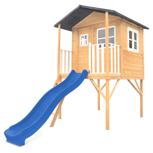 Lifespan Kids Play Houses Burleigh Raised Wooden Cubby House with 2.2m blue slide - Lifespan Kids 9347166085535 LKCH-BUR-BU Buy online: Burleigh Raised Wooden Cubby House with 2.2m blue slide - Lifespan Kids Happy Active Kids Australia