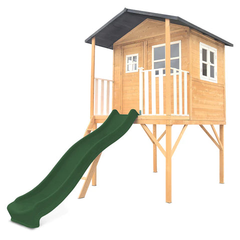 Lifespan Kids Play Houses Burleigh Raised Wooden Cubby House with 2.2m green slide - Lifespan Kids 9347166085542 LKCH-BUR-GN Buy online: Burleigh Raised Wooden Cubby House with 2.2m green slide - Lifespan Kids Happy Active Kids Australia