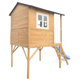 Lifespan Kids Play Houses Burleigh Raised Wooden Cubby House with 2.2m pastel blue slide - Lifespan Kids 9347166085559 LKCH-BUR-PB Burleigh Raised Wooden Cubby House with 2.2m pastel blue slide - Lifespan Kids Happy Active Kids Australia