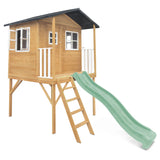 Lifespan Kids Play Houses Burleigh Raised Wooden Cubby House with 2.2m pastel green slide - Lifespan Kids 9347166085566 LKCH-BUR-PG Burleigh Raised Wooden Cubby House with 2.2m pastel green slide - Lifespan Kids Happy Active Kids Australia