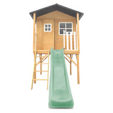 Lifespan Kids Play Houses Burleigh Raised Wooden Cubby House with 2.2m pastel green slide - Lifespan Kids 9347166085566 LKCH-BUR-PG Burleigh Raised Wooden Cubby House with 2.2m pastel green slide - Lifespan Kids Happy Active Kids Australia