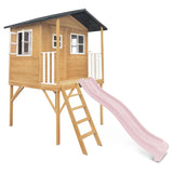 Lifespan Kids Play Houses Burleigh Raised Wooden Cubby House with 2.2m pastel pink slide - Lifespan Kids 9347166085573 LKCH-BUR-PP Burleigh Raised Wooden Cubby House with 2.2m pastel pink slide - Lifespan Kids Happy Active Kids Australia