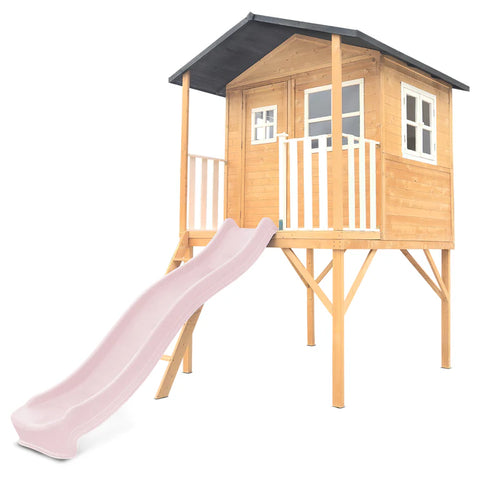 Lifespan Kids Play Houses Burleigh Raised Wooden Cubby House with 2.2m pastel pink slide - Lifespan Kids 9347166085573 LKCH-BUR-PP Burleigh Raised Wooden Cubby House with 2.2m pastel pink slide - Lifespan Kids Happy Active Kids Australia