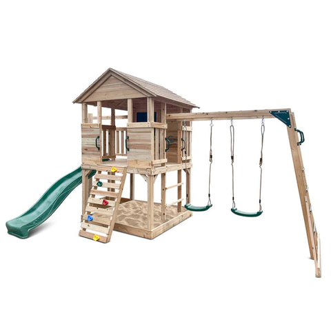 Lifespan Kids Play Houses Kingston Cubby House with Monkey Bars and Green Slide - Lifespan Kids 9347166060501 LKCH-KINGS-GRN Kingston Cubby House with Monkey Bars and Green Slide - Lifespan Kids  Happy Active Kids Australia