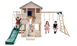 Lifespan Kids Play Houses Kingston Cubby House with Monkey Bars, Swings and White Slide - Lifespan Kids - OUT OF STOCK eta mid-late Oct (preorder available now) 9347166085658 LKCH-KING-PW Kingston Cubby House with Monkey Bars, Swings and White Slide Happy Active Kids Australia