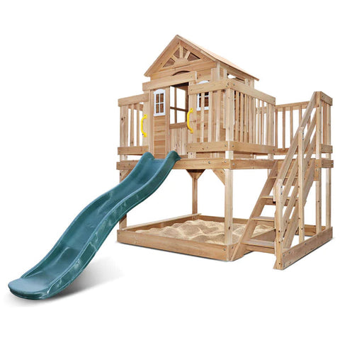 Lifespan Kids Play Houses Silverton Cubby House with 1.8m Green Slide - Lifespan Kids 9347166068590 LKPC-SILVT-A Buy online: Silverton Cubby House with 1.8m Green Slide- Lifespan Kids Happy Active Kids Australia