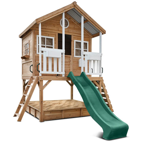 Lifespan Kids Play Houses Winchester Cubby House with 1.2m platform and 2.2m Green Slide - Lifespan Kids 9347166085757 LKCH-WINC-2GN Winchester Cubby House with 1.2m platform and 2.2m Green Slide  Happy Active Kids Australia