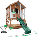 Lifespan Kids Play Houses Winchester Cubby House with 1.2m platform and 2.2m Green Slide - Lifespan Kids 9347166085757 LKCH-WINC-2GN Winchester Cubby House with 1.2m platform and 2.2m Green Slide  Happy Active Kids Australia