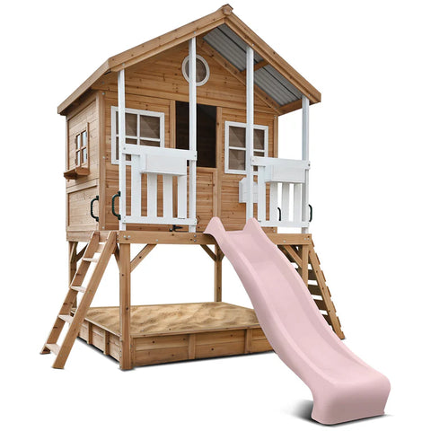 Lifespan Kids Play Houses Winchester Cubby House with 1.2m platform and 2.2m Pastel Pink Slide - Lifespan Kids 9347166085788 LKCH-WINC-2PP Winchester Cubby House with 1.2m platform and 2.2m Pastel Pink Slide Happy Active Kids Australia