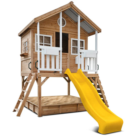 Lifespan Kids Play Houses Winchester Cubby House with 1.2m platform and 2.2m Yellow Slide - Lifespan Kids 9347166085801 LKCH-WINC-2YL Winchester Cubby House with 1.2m platform and 2.2m Yellow Slide Happy Active Kids Australia