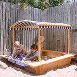 Lifespan Kids Sandpits Playfort 2 Wooden Sandpit with Blue Sun Canopy - Lifespan Kids 09347166048707 SANDPITPLAYFORT2 Buy online: Playfort 2 Wooden Sandpit with Blue Sun Canopy  Happy Active Kids Australia