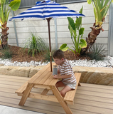 Lifespan Kids Sandpits Sunrise Sand & Water Picnic Table with Umbrella - Lifespan Kids 9347166071149 LKTB-SUNRISE-SET Buy online: Sunrise Sand & Water Picnic Table with Umbrella  Happy Active Kids Australia