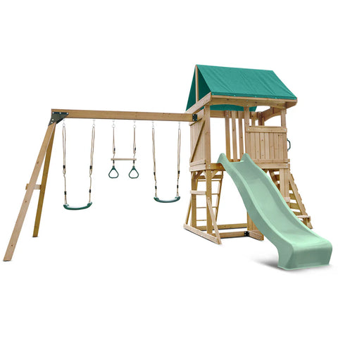 Lifespan Kids Swing Sets & Playsets Carindale Play Centre with Pastel Green Slide - Lifespan Kids 9347166085986 LKPC-CARIND-PG Buy online : Carindale Play Centre with Pastel Green Slide - Lifespan Kids Happy Active Kids Australia