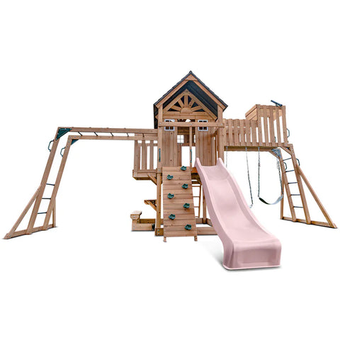 Lifespan Kids Swing Sets & Playsets Kensington Play Centre Set with Pastel Pink Slide - Lifespan Kids 9347166086273 LKPC-KENS-PP Buy online: Kensington Centre Set with Pastel Pink Slide - Lifespan Kids Happy Active Kids Australia