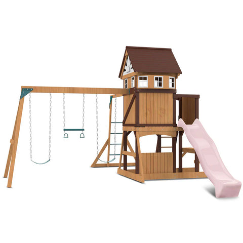 Lifespan Kids Swing Sets & Playsets Meer Brook Play Centre with Pastel Pink Slide - Lifespan Kids 9347166086341 LKPC-MEERB-PP Buy: Meer Brook Play Centre with Pastel Pink Slide - Lifespan Kids Happy Active Kids Australia