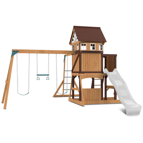 Lifespan Kids Swing Sets & Playsets Meer Brook Play Centre with White Slide - Lifespan Kids 9347166086358 LKPC-MEERB-PW Buy online: Meer Brook Play Centre with White Slide - Lifespan Kids Happy Active Kids Australia