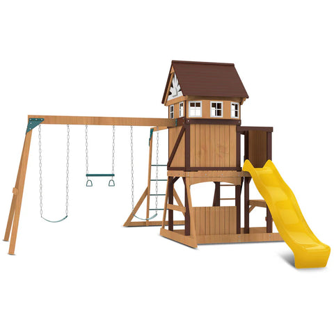 Lifespan Kids Swing Sets & Playsets Meer Brook Play Centre with Yellow Slide - Lifespan Kids 9347166086365 LKPC-MEERB-YL Buy online: Meer Brook Play Centre with Yellow Slide - Lifespan Kids Happy Active Kids Australia