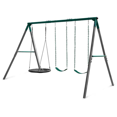 Lifespan Kids Swing Sets & Playsets Titan Steel Double Swing Set with Nest Swing - Lifespan Kids - OUT OF STOCK eta early Oct (preorder available now) LKSW-TITAN-SET Titan Steel Double Swing Set with Nest Swing - Lifespan Kids Happy Active Kids Australia