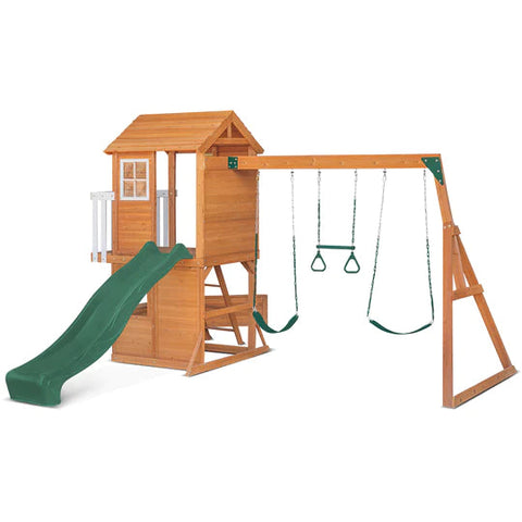 Happy Active Kids Springlake Play Centre with Swings & Green Slide - Lifespan Kids LKPC-SPRING-GRN Happy Active Kids Australia