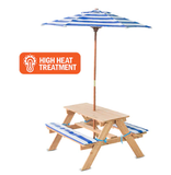 Lifespan Kids Outdoor Settings Sunset Wooden Picnic Table with Umbrella - Lifespan Kids 09347166051349 PEPICNICTABLESUNSET2 Buy online: Sunset Wooden Picnic Table with Umbrella - Lifespan Kids Happy Active Kids Australia