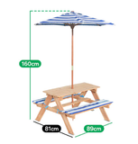 Lifespan Kids Outdoor Settings Sunset Wooden Picnic Table with Umbrella - Lifespan Kids 09347166051349 PEPICNICTABLESUNSET2 Buy online: Sunset Wooden Picnic Table with Umbrella - Lifespan Kids Happy Active Kids Australia