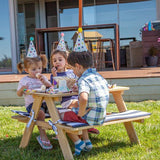 Lifespan Kids Outdoor Settings Sunset Wooden Picnic Table with Umbrella - Lifespan Kids PEPICNICTABLESUNSET2 Buy online: Sunset Wooden Picnic Table with Umbrella - Lifespan Kids Happy Active Kids Australia