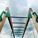 Lifespan Kids Play Centres Daintree Monkey Bars & Double Swing Set with Trapeze - Lifespan Kids (Contact us for shipping quote) 9347166070104 LKMB-DAIN-SET Daintree Monkey Bars & Double Swing Set with Trapeze - Lifespan Kids  Happy Active Kids Australia