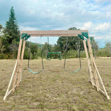 Lifespan Kids Play Centres Daintree Monkey Bars & Double Swing Set with Trapeze - Lifespan Kids (Contact us for shipping quote) 9347166070104 LKMB-DAIN-SET Daintree Monkey Bars & Double Swing Set with Trapeze - Lifespan Kids  Happy Active Kids Australia