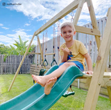 Lifespan Kids Play Centres Winston 4-Station Timber Double Swing Set with Slide - Lifespan Kids - OUT OF STOCK eta early-mid Sept (PREORDER AVAILABLE NOW) LKPC-WINST-GRN Winston 4-Station Timber Double Swing Set with Slide - Lifespan Kids Happy Active Kids Australia