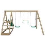 Lifespan Kids Play Centres Winston 4-Station Timber Double Swing Set with Slide - Lifespan Kids - OUT OF STOCK eta early-mid Sept (PREORDER AVAILABLE NOW) LKPC-WINST-GRN Winston 4-Station Timber Double Swing Set with Slide - Lifespan Kids Happy Active Kids Australia