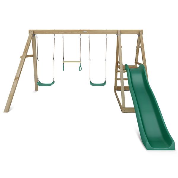 Lifespan Kids Play Centres Winston 4-Station Timber Double Swing Set with Slide - Lifespan Kids - OUT OF STOCK eta early-mid Sept (PREORDER AVAILABLE NOW) LKPC-WINST-GRN Winston 4-Station Timber Double Swing Set with Slide - Lifespan Kids Happy Active Kids Australia