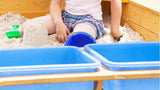 Lifespan Kids Sandpits Playfort 2 Wooden Sandpit with Wooden Cover & Blue Sun Canopy - Lifespan Kids 09347166051196 SANDPITPLAYFORT2-COVERSET Buy online: Playfort 2 Wooden Sandpit with Wooden Cover & Sun Canopy  Happy Active Kids Australia