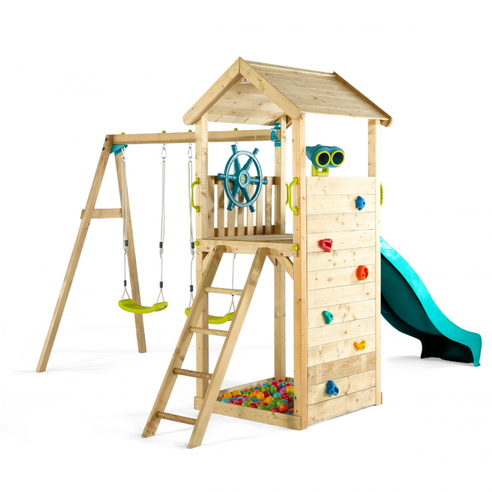 Plum lookout tower wooden best sale climbing frame with swings