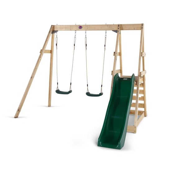 Plum Swing Sets & Playsets Plum® Tamarin Double Wooden Swing Set with Green Slide 5036523044622 27501AA72 Buy online: Plum® Tamarin Double Wooden Swing Set with Green Slide Happy Active Kids Australia